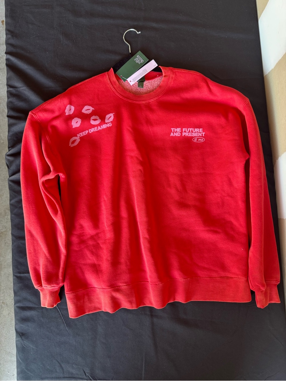 NWT Wild Fable Cherry Red "Keep Dreaming" Graphic Oversized Sweatshirt Women XS